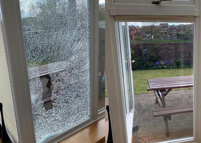 Shattered pane replaced with new glass